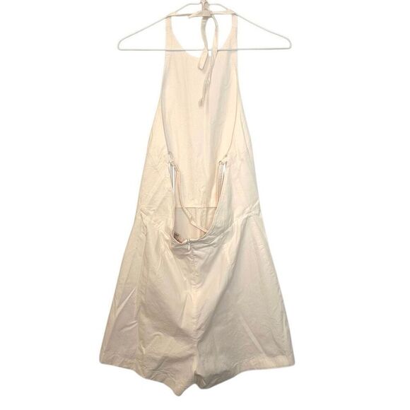 Zara Gabardine Fabric Halter Playsuit Cargo Romper Short Cream Medium - Picture 2 of 4